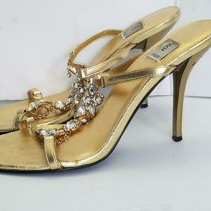 Women's Sz. 10 Metallic Gold High Heels by Baker's